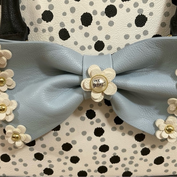 Betsy Johnson Blue Bow with Polka Dots Satchel - Picture 5 of 9